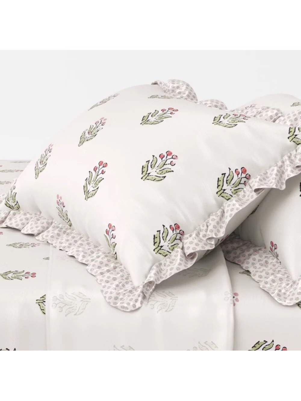 Studio McGee Threshold Twin/Twin XL Teen Block Print Ruffle Sheet Set NEW W/ TAG
